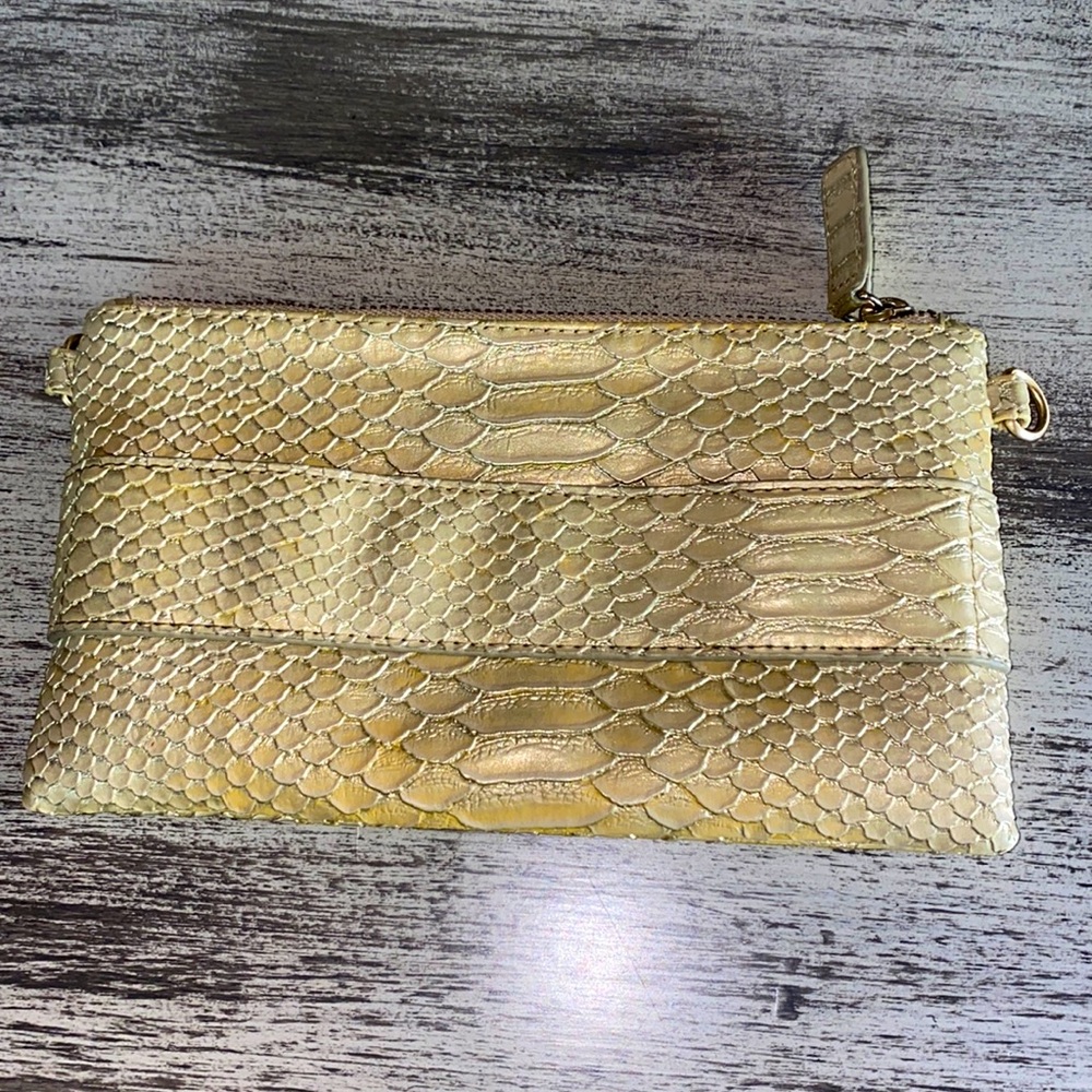 Devi Kroell for Target Metallic Gold PVC Snakeskin Clutch